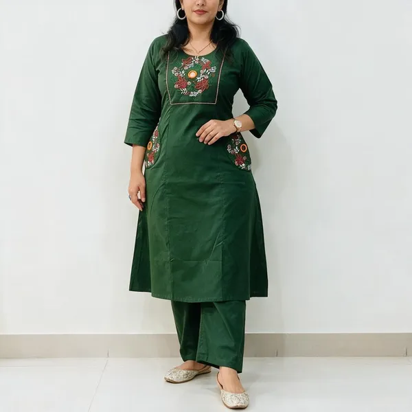 Green_Premium_Cotton_Flex_Kurta_Set_For_Women