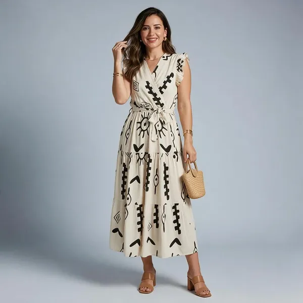 White_Soft_Rayon_Midi_Dress_For_Women