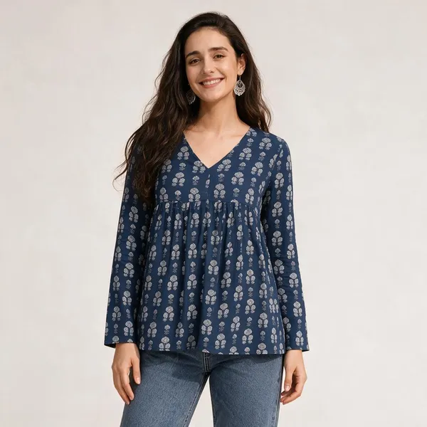 Navy_Blue_Cotton_Top_For_Women