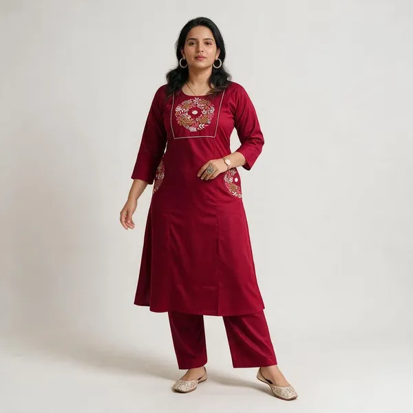 Red_Premium_Cotton_Flex_Kurta_Set_For_Women