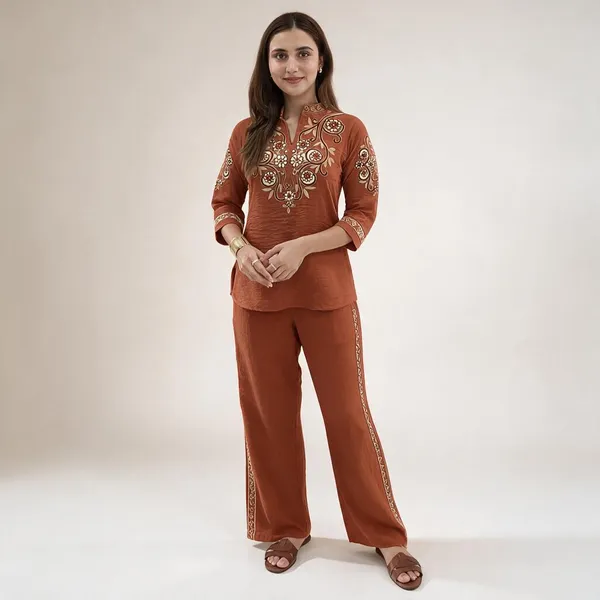 Brown_Premium_Cotton_Flex_Kurta_Set_For_Women
