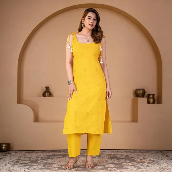 Yellow_Cotton_Kurta_Set_For_Women