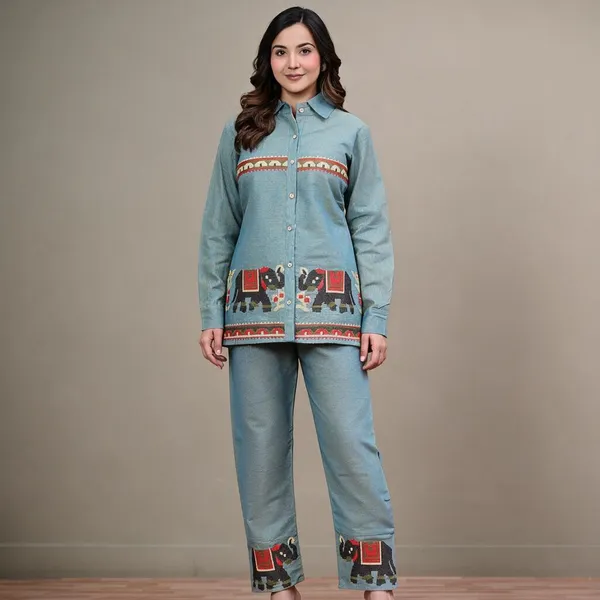 Sky_Blue_Premium_Slub_Cotton_Co-Ord_Set_For_Women