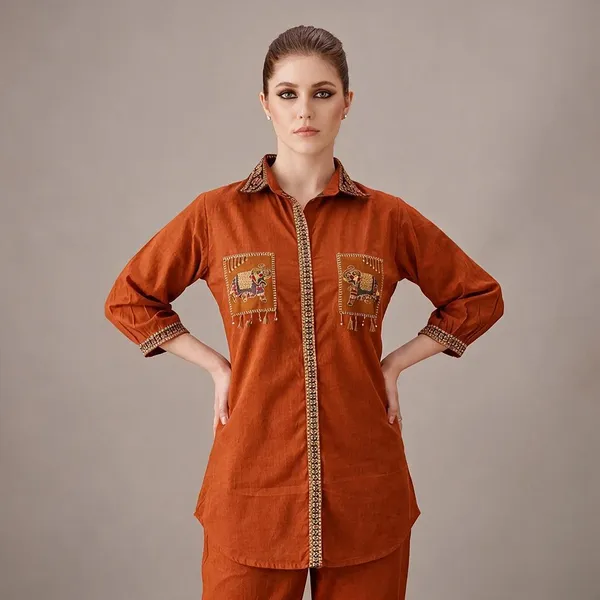 Orange_Cotton_Kurta_For_Women