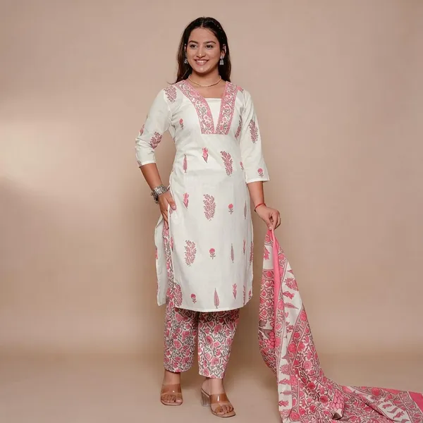 White_Pure_Cotton_Kurta_Set_For_Women