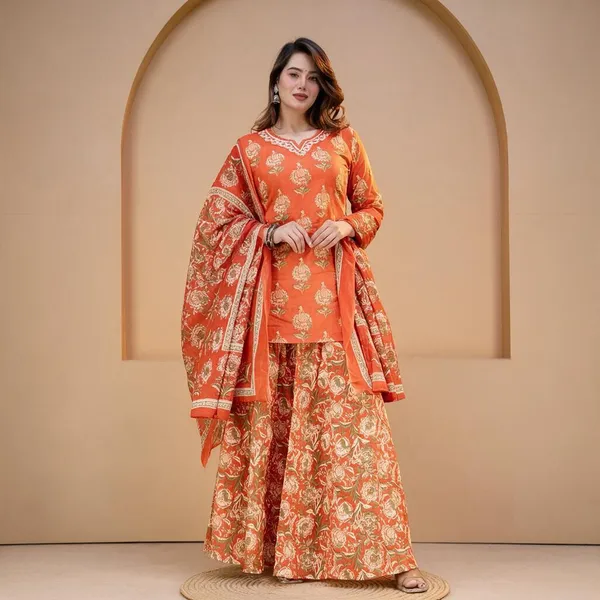 Upgrade_Your_Ethnic_Wardrobe_With_Our_Beautiful_Cotton_Kurti_&_Skirt_Set