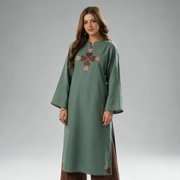 Green_Cotton_Kurta_Set_For_Women