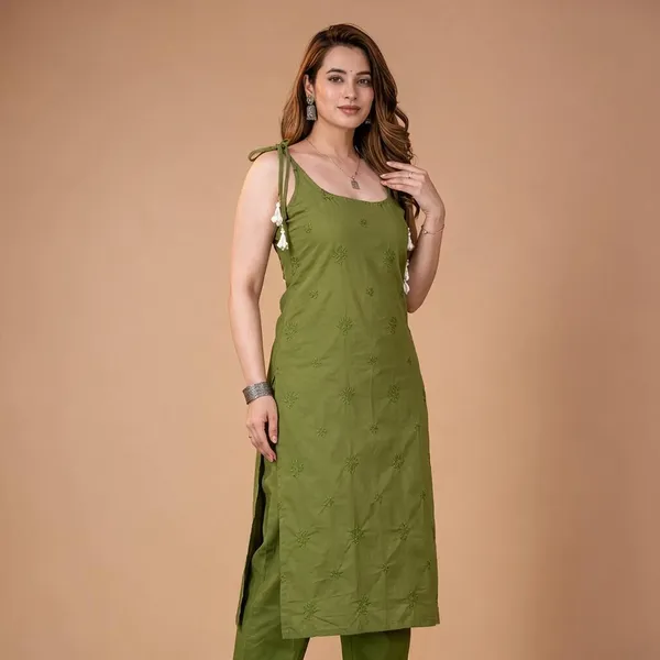 Green_Cotton_Kurta_Set_For_Women