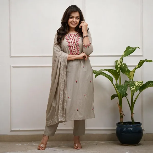 Grey_Pure_Cotton_Kurta_Set_For_Women