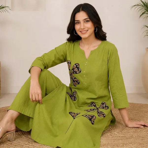 Green_Premium_Cotton_Kurta_Set_For_Women
