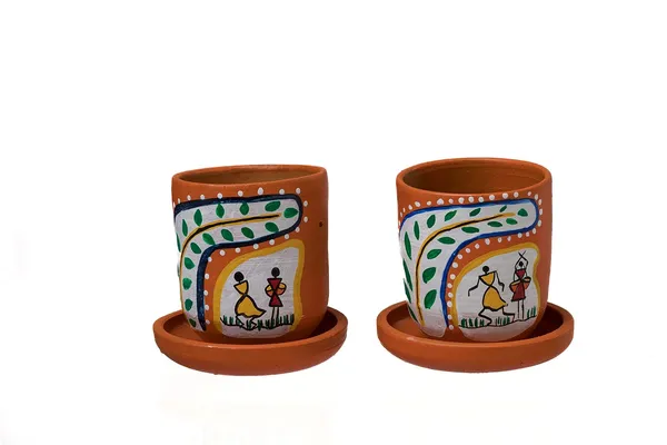 Terracotta_Warli_Printed_Planter_With_Tray