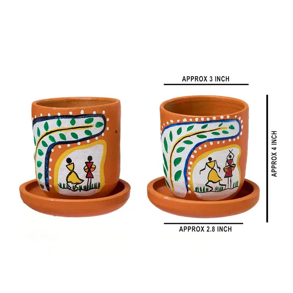 Terracotta_Warli_Printed_Planter_With_Tray