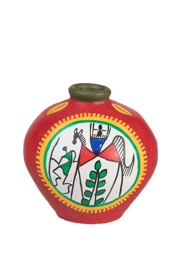 Terracotta_Warli_Printed_Flower_Vase