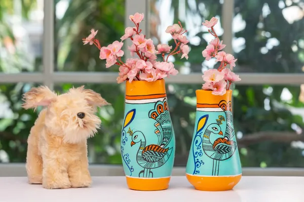 Terracotta_Peacock_Printed_Flower_Vase