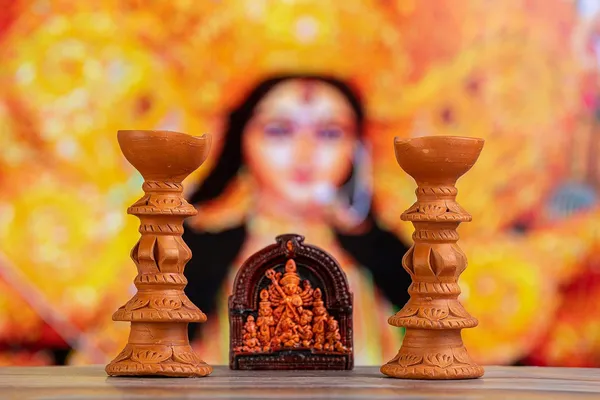 Terracotta_Stand_Diya_With_Durga_Idol