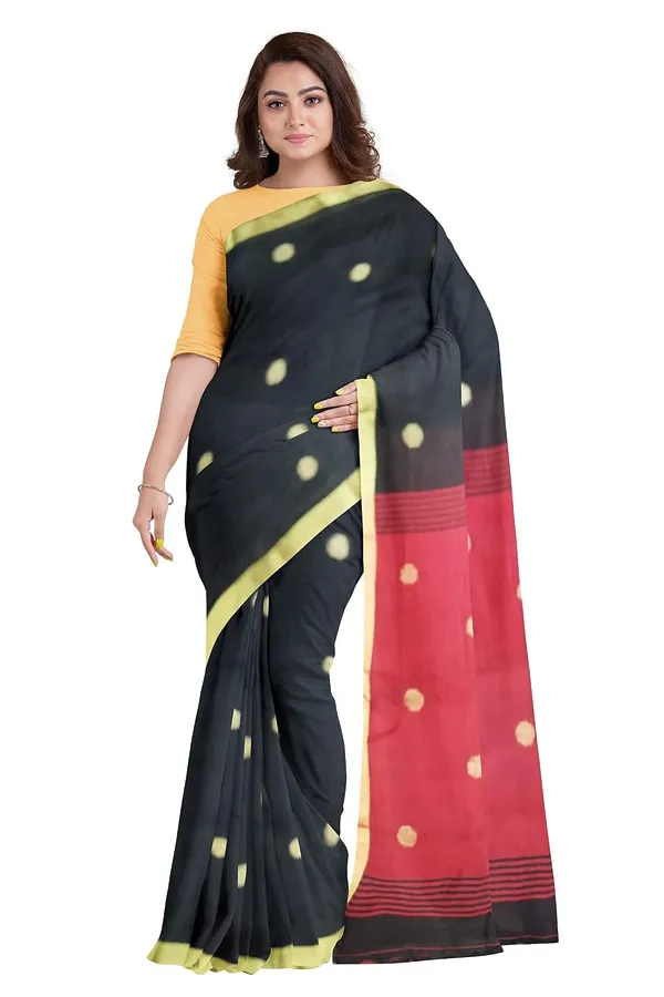Women_S_Handloom_Pure_Linen_Jamdani_Saree_With_Blouse_Piece