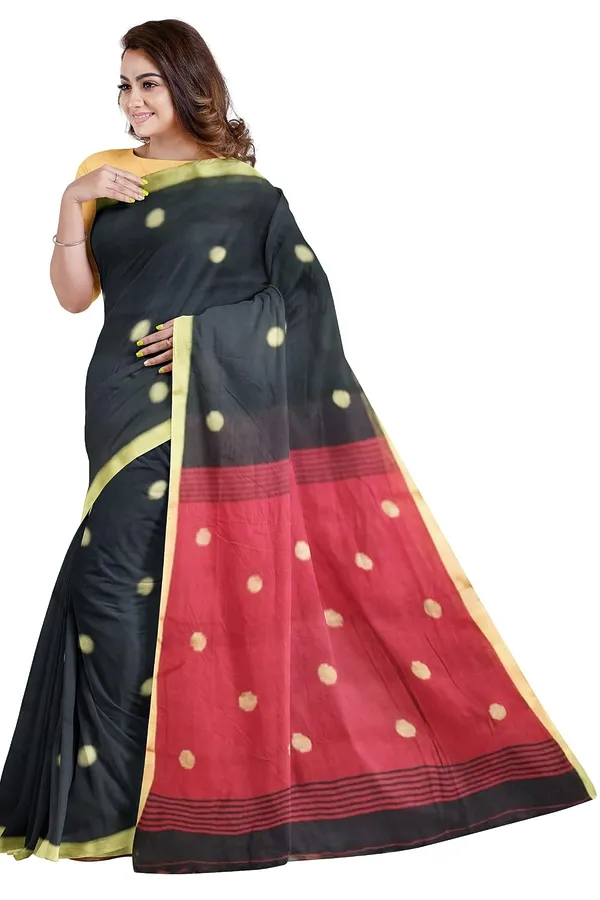 Women_S_Handloom_Pure_Linen_Jamdani_Saree_With_Blouse_Piece
