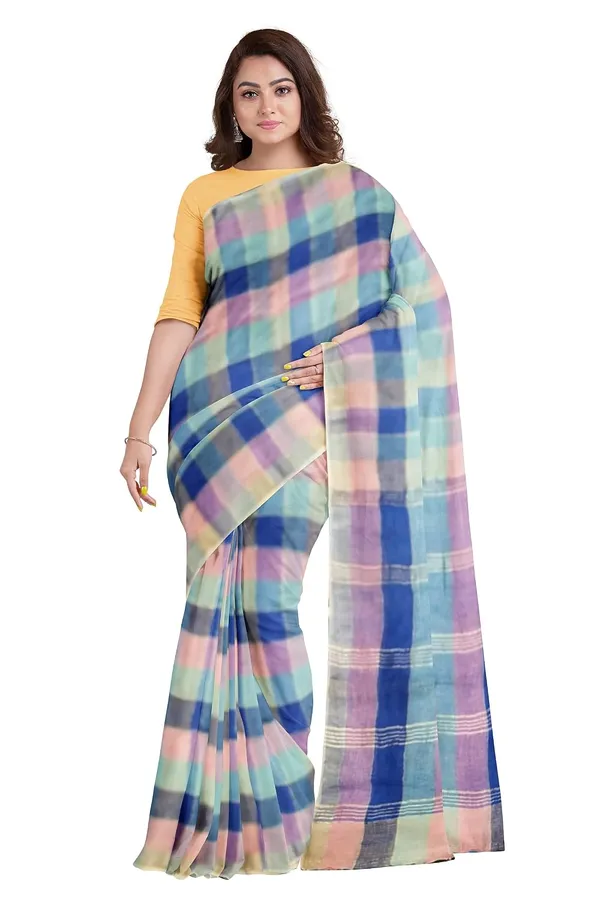 Women_S_Handloom_Pure_Linen_Saree_With_Blouse_Piece