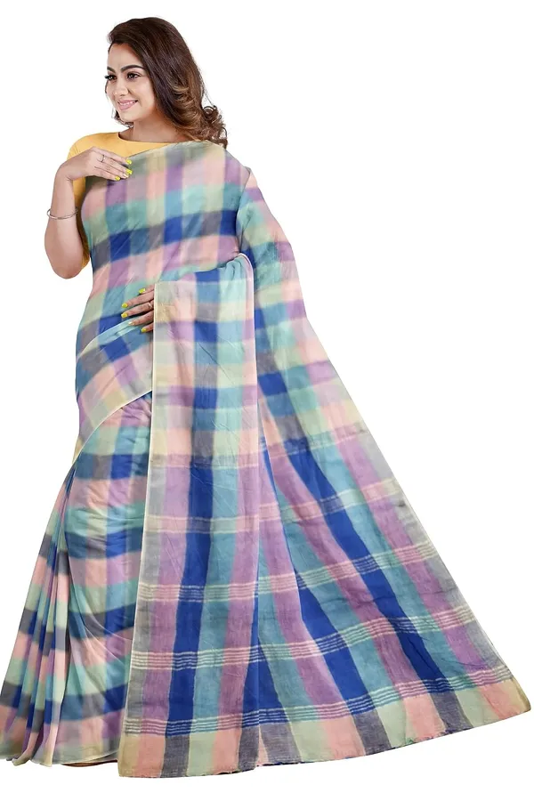 Women_S_Handloom_Pure_Linen_Saree_With_Blouse_Piece