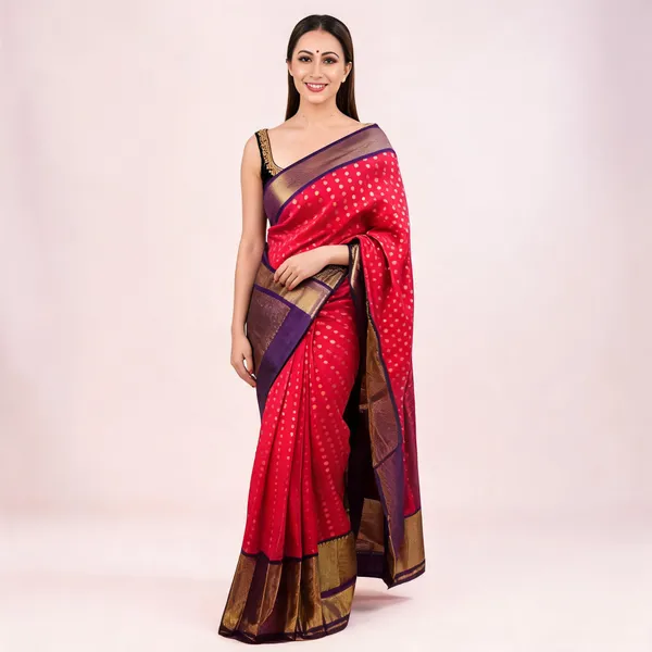 Red_Woven_Traditional_Saree_For_Women