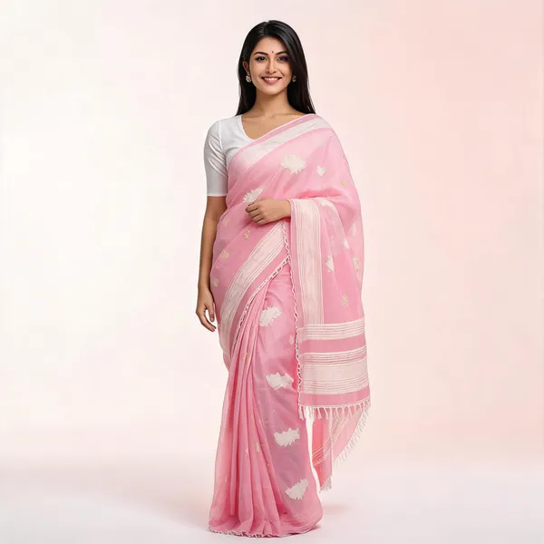 Pink_Sheer_Woven_Motif_Saree_for_Women