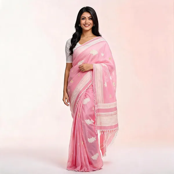 Pink_Sheer_Woven_Motif_Saree_for_Women