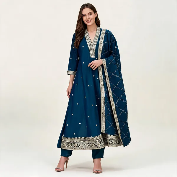 Navy_Blue_Embroidered_Anarkali_Kurta_Set_for_Women