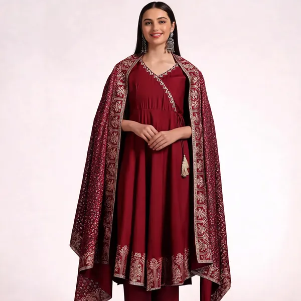 Maroon_Printed_Kurta_Set_With_Dupatta_For_Women