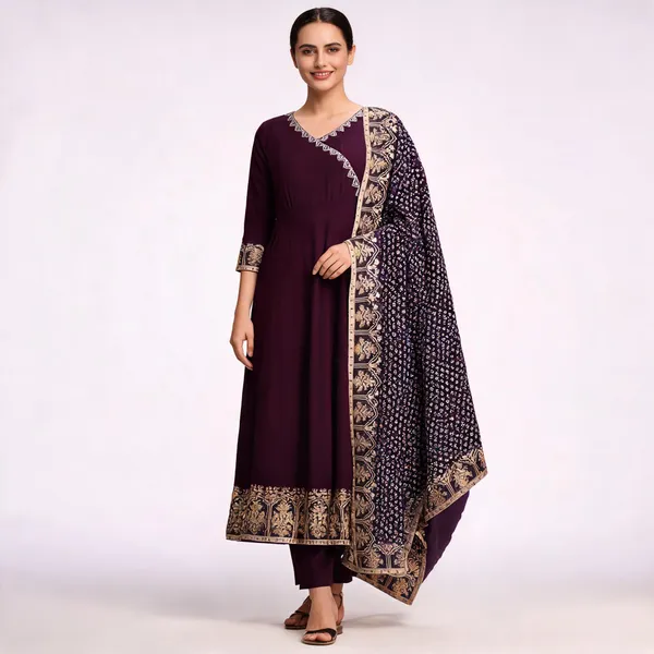 Wine_Anarkali_Kurta_Pant_Dupatta_Set_for_Women