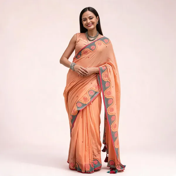 Peach_Printed_Saree_for_Women