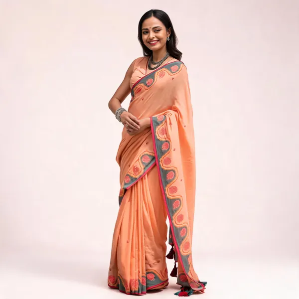 Peach_Printed_Saree_for_Women