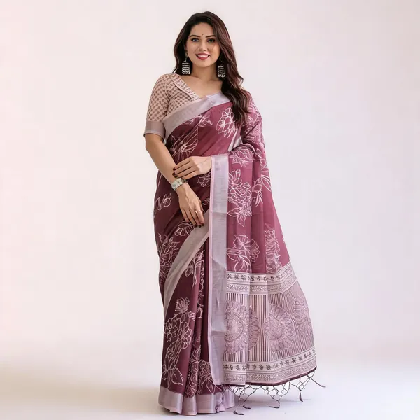Mauve_Floral_Print_Saree_For_Women
