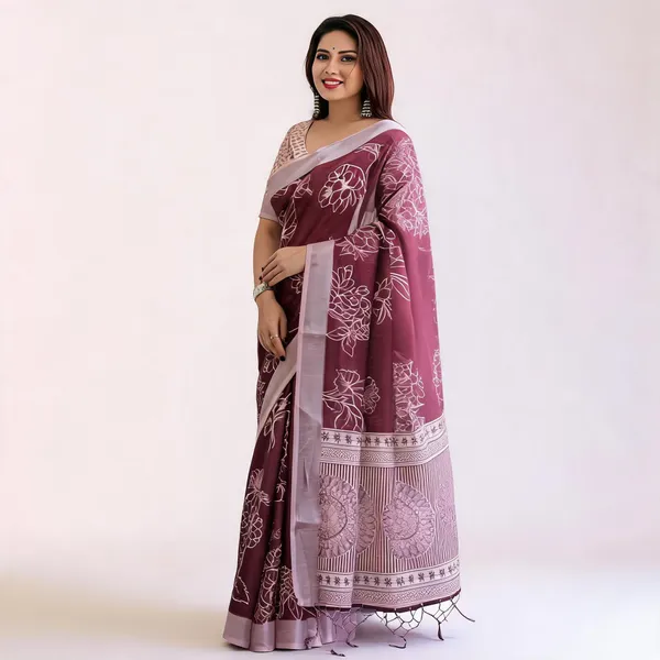 Mauve_Floral_Print_Saree_For_Women