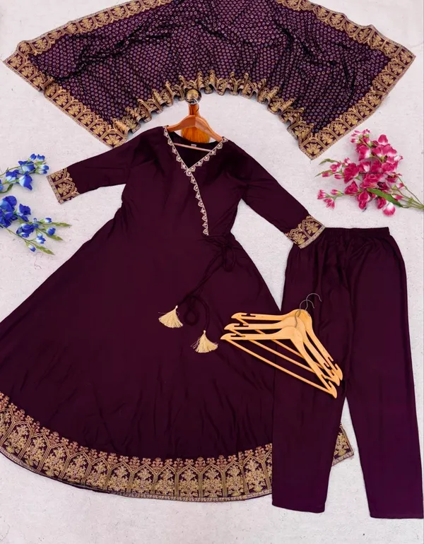 Wine_Anarkali_Kurta_Pant_Dupatta_Set_for_Women