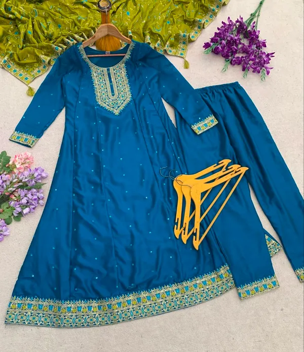 Teal_Embroidered_Straight_Kurta_Set_for_Women