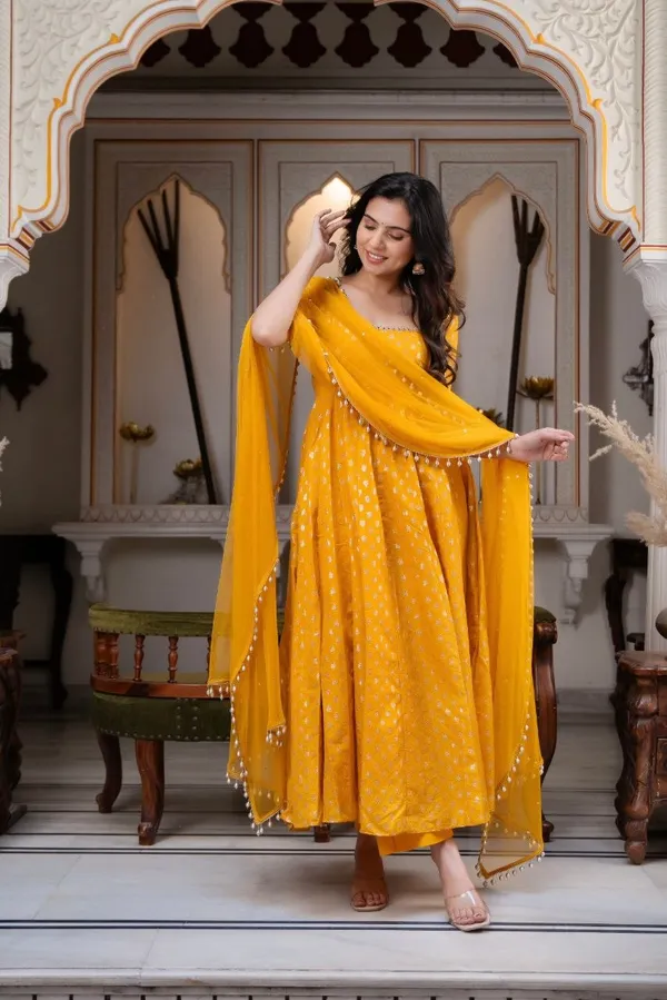 Yellow_Printed_Anarkali_Dress_With_Dupatta_For_Women