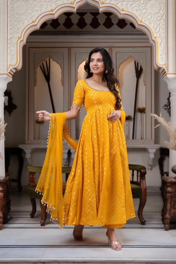 Yellow_Printed_Anarkali_Dress_With_Dupatta_For_Women