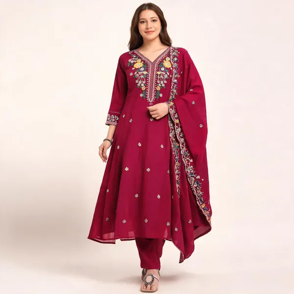 Magenta_Embroidered_Anarkali_Suit_Set_for_Women