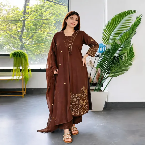 Brown_Embroidered_Straight_Kurta_Set_With_Dupatta_For_Women