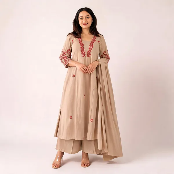 Beige_Printed_Kurta_Palazzo_Set_For_Women