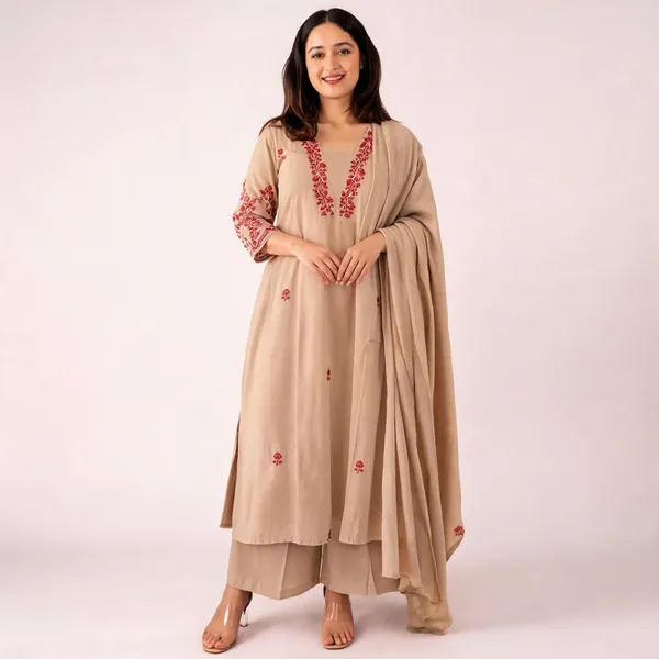 Beige_Printed_Kurta_Palazzo_Set_For_Women