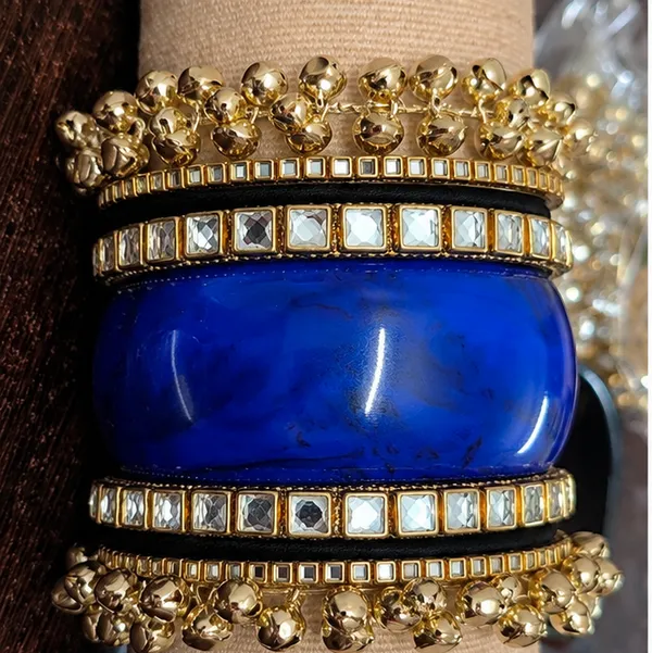 Blue_Gold_Tone_Statement_Bangle_For_Women