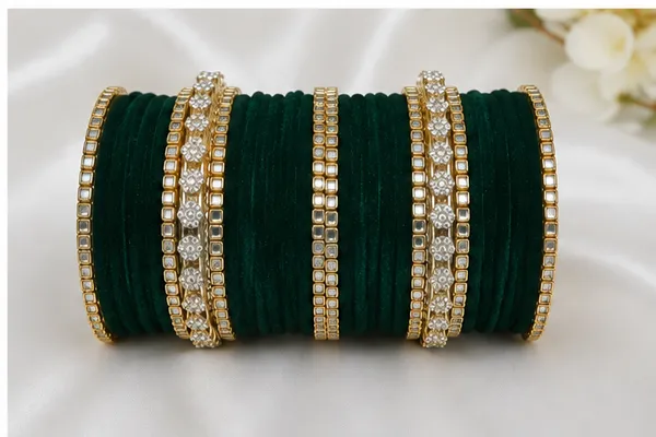 Green_Velvet_Embellished_Bangles_Set_For_Women