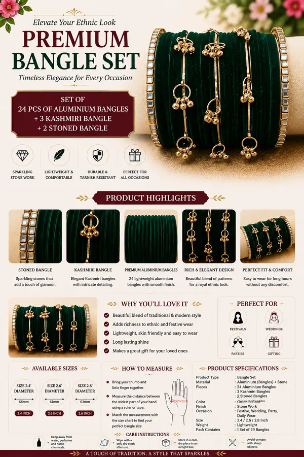 Green_Gold_Tone_Floral_Bangle_Set_For_Women