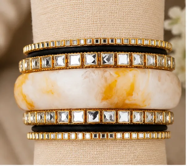 Gold_Tone_Resin_And_Thread_Bangle_Set_For_Women