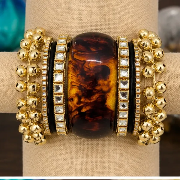 Gold_Tone_Marbled_Statement_Bangle_For_Women