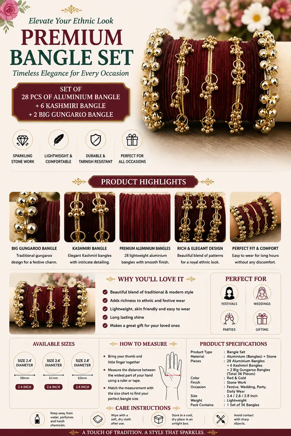 Maroon_Gold_Tone_Pearl_Accent_Bangle_Set_For_Women