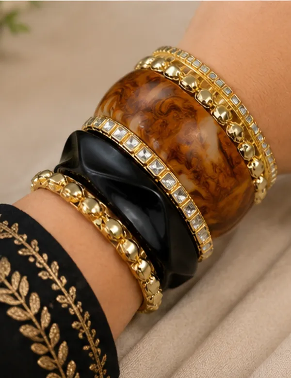 Brown_And_Black_Embellished_Bangle_Set_For_Women