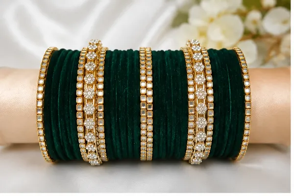 Green_Velvet_Embellished_Bangles_Set_For_Women