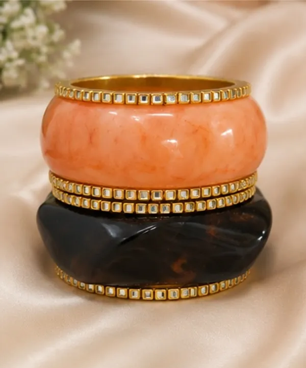 Orange_And_Black_Resin_Stone_Studded_Bangles_For_Women